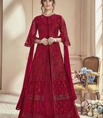 Pink Embroidered Net Salwar