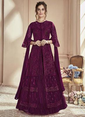 Purple Embroidered Net Salwar 1