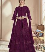 Purple Embroidered Net Salwar