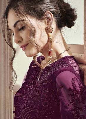Purple Embroidered Net Salwar 2