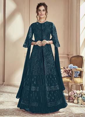 Green Embroidered Net Salwar 1