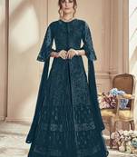 Green Embroidered Net Salwar