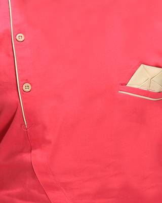 Pink plain cotton silk boys-kurta-pyjama 3