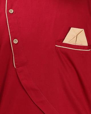 Maroon plain cotton silk boys-kurta-pyjama 3