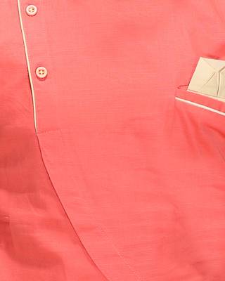 Orange plain cotton silk boys-kurta-pyjama 3