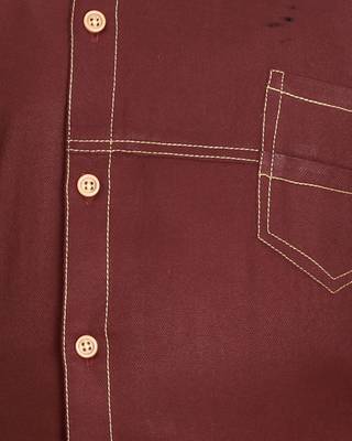 Maroon plain cotton silk boys-kurta-pyjama 3