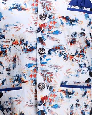 Blue printed cotton silk boys-kurta-pyjama 3