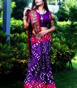 Purple Bandhani Hand Women Saree