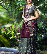 Grey Bandhani Hand Women Saree