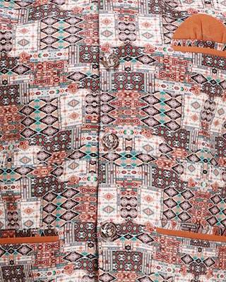 Yellow printed cotton silk boys-kurta-pyjama 3