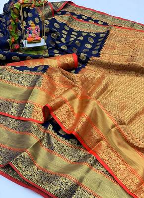 Royal Blue Art Silk Party Wear Saree 1