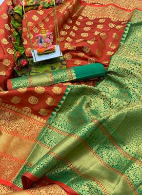 Red Art Silk Party Wear Saree 1