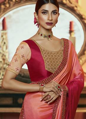 Multicolor Party Wear Designer Embroidery Saree 2