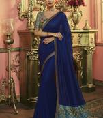 Blue Party Wear Designer Embroidery Saree