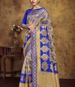 Cream Art Silk Party Wear Saree