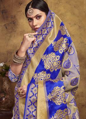 Cream Art Silk Party Wear Saree 2