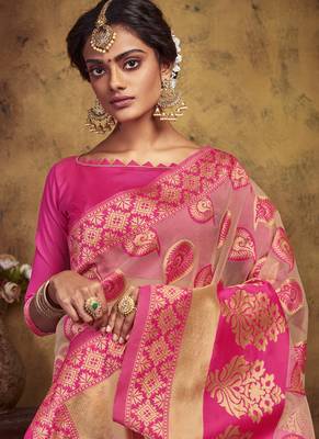 Cream Art Silk Party Wear Saree 2