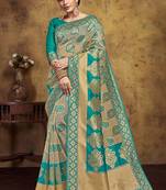 Cream Art Silk Party Wear Saree