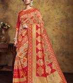 Cream Art Silk Party Wear Saree