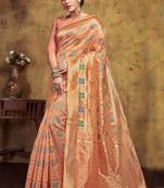 Dark Peach Art Silk Party Wear Saree