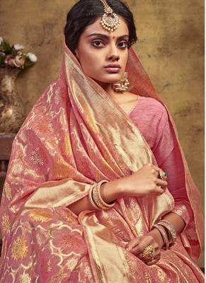 Onion Pink Art Silk Party Wear Saree 2