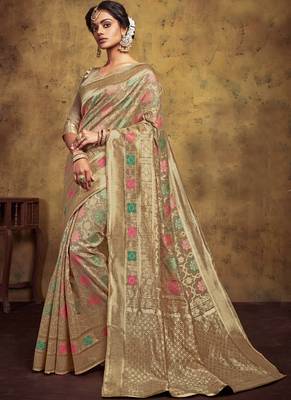 Beige Art Silk Party Wear Saree 1