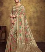 Beige Art Silk Party Wear Saree