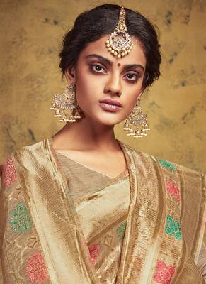 Beige Art Silk Party Wear Saree 2