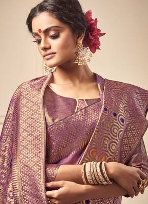 Light Purple Art Silk Party Wear Saree 2