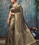 Dark Brown Art Silk Party Wear Saree