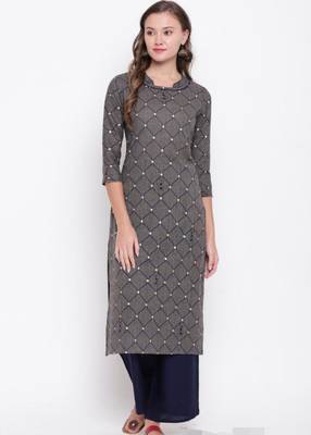 Grey embroidered cotton cotton-kurtis 1