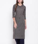Grey embroidered cotton cotton-kurtis