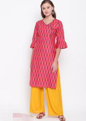Light-pink printed cotton cotton-kurtis 1