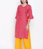 Light-pink printed cotton cotton-kurtis