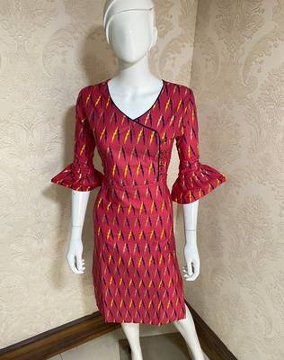 Light-pink printed cotton cotton-kurtis 2