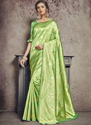 Light Green Art Silk Party Wear Saree 1