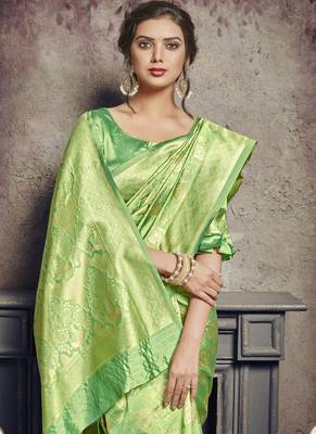 Light Green Art Silk Party Wear Saree 2
