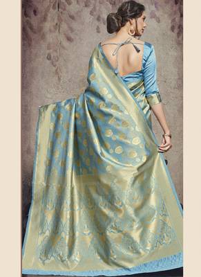 Turquoise Art Silk Party Wear Saree 2