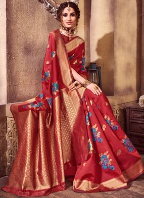Red Party Wear Designer Saree 1