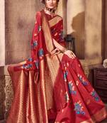 Red Party Wear Designer Saree