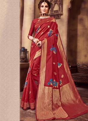 Red Party Wear Designer Saree 2
