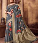 Grey Party Wear Designer Saree