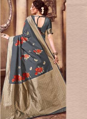 Grey Party Wear Designer Saree 2