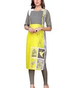 Yellow printed crepe ethnic-kurtis