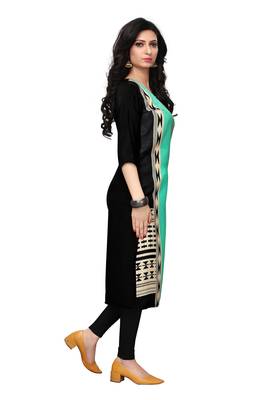 Turquoise printed crepe ethnic-kurtis 2