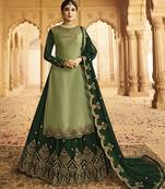 Olive embroidered silk salwar