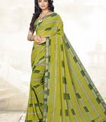  green printed georgette saree with blouse