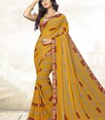  orange printed georgette saree with blouse