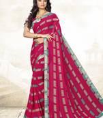  pink printed georgette saree with blouse