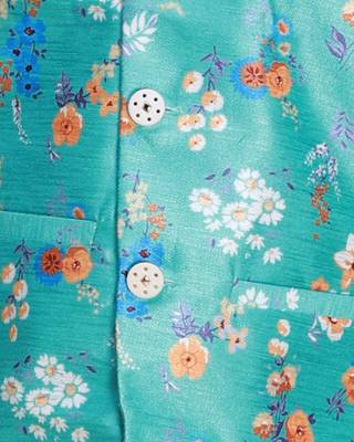 Turquoise printed cotton silk boys-kurta-pyjama 4